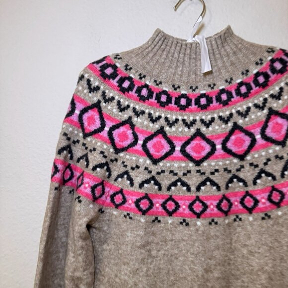 Loft Fair Isle Print Knit Sweater Dress Womens Size XS NWT $89 Acrylic Blend - Picture 6 of 11